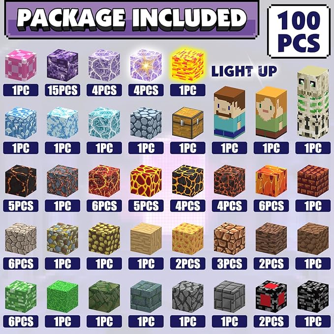 Magnetic Blocks Building Toys Set,1 inch Light Up Magnetic Building Block, 3D Sword Magnet Cubes STEM Sensory Construction Toys for Toddler 3+