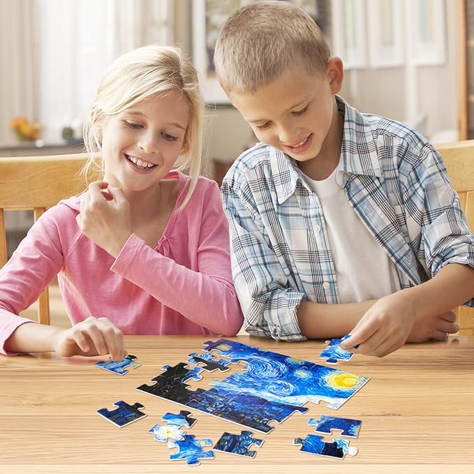 Mini Jigsaw Puzzles,4-in-1 Small Jigsaw Puzzles,Puzzles for Kids Age3+,Famous Painting Art Puzzle,10" x 7" Fun Puzzles,Decompression Puzzle Educational Game,Gifts for Kids Adults