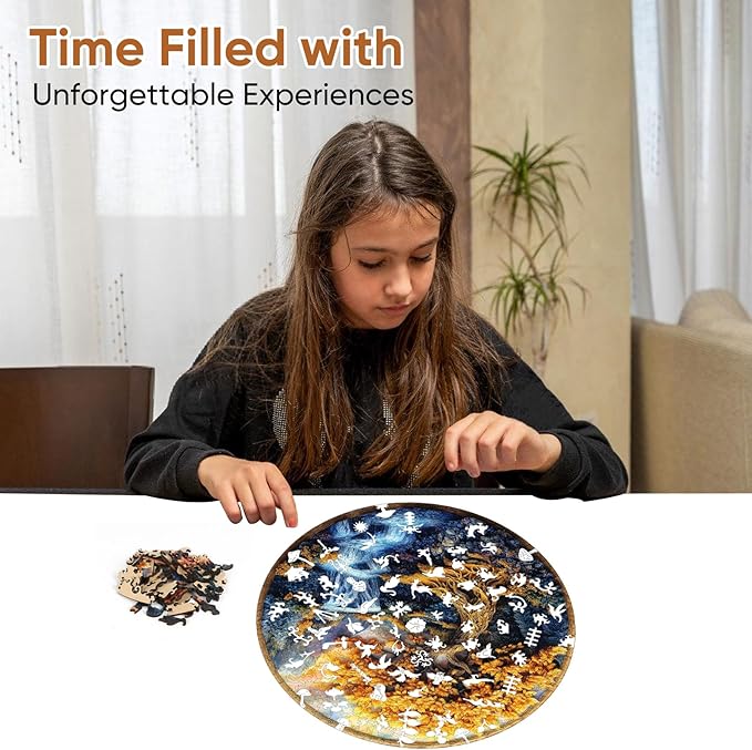 Wooden Puzzles for Adults, Tree of Life Waterfall River Wooden Jigsaw Puzzles 500pcs,16.5x16.5in, Royal, Unique Shape Adult Puzzles,Irregular Creative for Adults and Kids Family Game