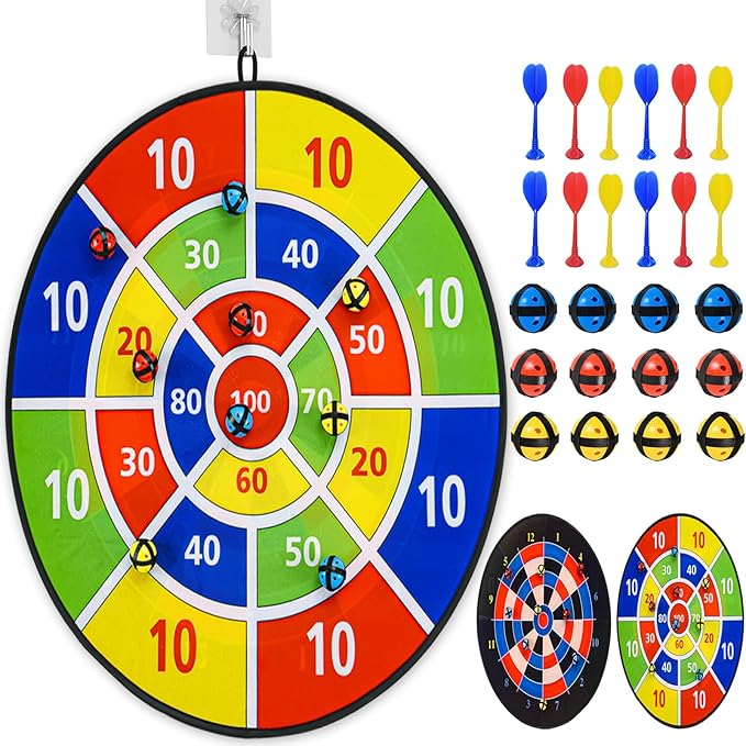 29" Kids Dart Board Game – Indoor & Outdoor Play, Party Carnival Game with 12 Sticky Balls & Darts, Easter Basket Stuffers, Fun Gift for Boys & Girls Ages 4-12
