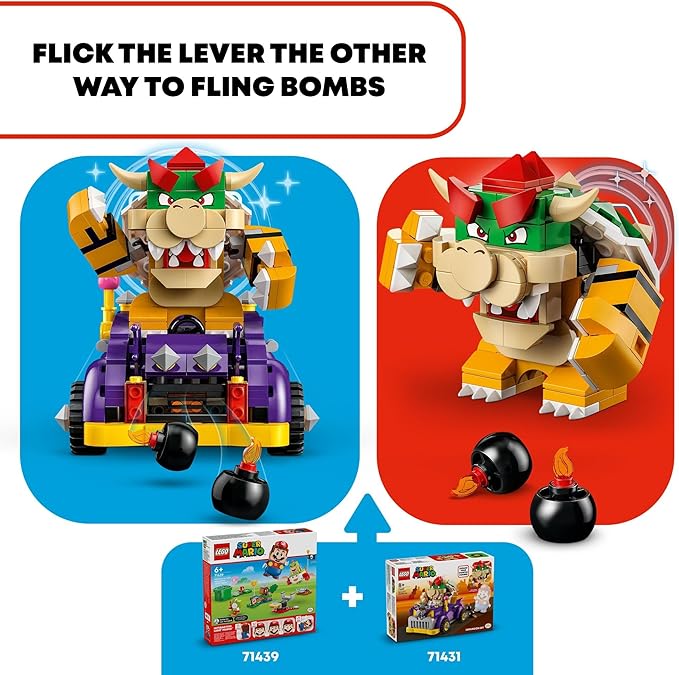 LEGO Super Mario Bowser’s Muscle Car Expansion Set, Collectible Bowser Toy for Kids, Gift for Boys, Girls and Gamers Ages 8 and Up, 71431