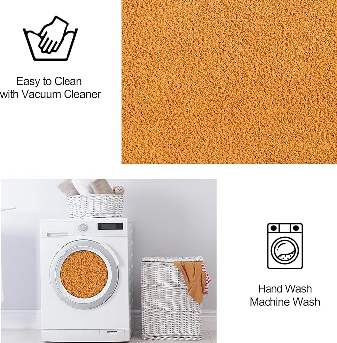 FlyDOIT Area Rugs for Bedroom Living Room, 4x6 Orange Super Soft Comfy Thickened Memory-Foam Indoor Carpets, Modern Aesthetic Minimalist Carpet for Boys Girls Adults Apartment Nursery Home Décor