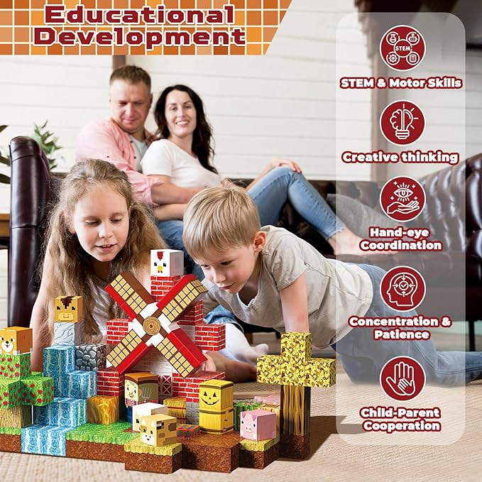 Goody King Magnetic Blocks | 120PCS Magnetic Building Blocks,Magnetic Blocks Farm,STEM Montessori Sensory Toys for Toddlers Kids Boys Girls Ages 3 4 5 6 7 8 9 10 Christmas Birthday Gifts