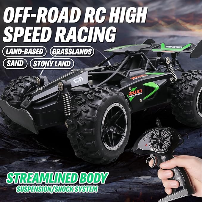 1/18Fast RC Cars for Adults 15+ KM/H，All Terrain High Speed Remote Control Car，with 2.4 GHz Remote Control.Two Rechargeable Batteries Truck for Adults & Kids