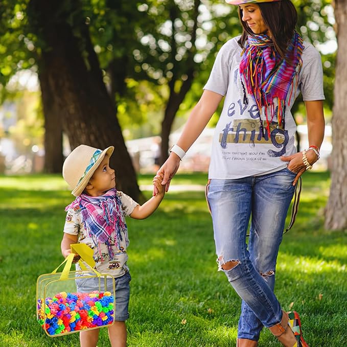 8 Packs 8 Colors Toy Storage Bags, Reusable Clear PVC Board Game Storage, Toy Storage Organizer Bags with Zipper for Building Blocks, Puzzle and Handmade Accessories, Clear Toiletry Bag