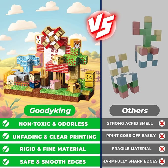 Goody King Magnetic Blocks | 120PCS Magnetic Building Blocks,Magnetic Blocks Farm,STEM Montessori Sensory Toys for Toddlers Kids Boys Girls Ages 3 4 5 6 7 8 9 10 Christmas Birthday Gifts