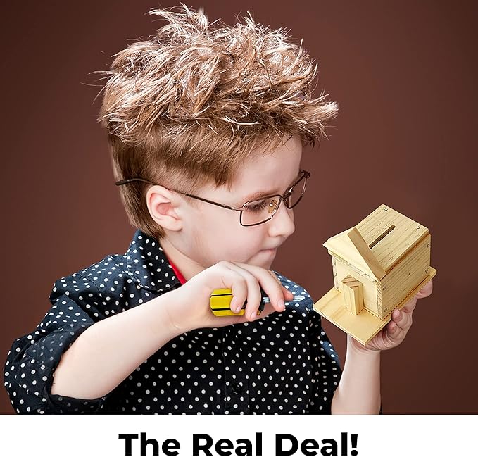 Kraftic Woodworking Building Kit for Kids and Adults, with 6 Educational Arts and Crafts DIY Carpentry Construction Wood Model Kit Toy Projects for Boys and Girls