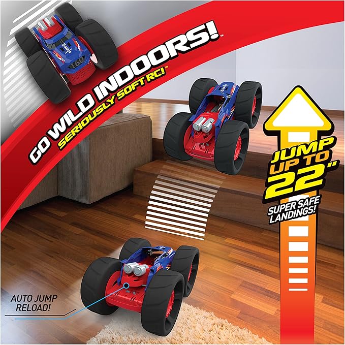 Air Hogs Super Soft, Jump Fury with Zero-Damage Wheels, Extreme Jumping Remote Control Car, Kids Toys for Kids 4 and up, 1:15 Scale