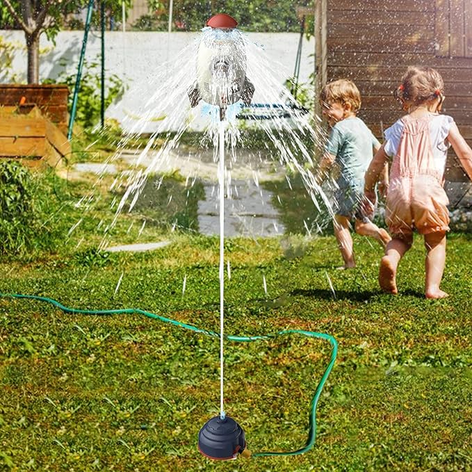 Rocket Sprinklers Toys Water Splash Rocket Outdoor Water Play for Kids Rocket Sprinklers Toy Water Blaster Rockets Summer Garden Lawns Water Toys Spray for Kids 3 Years and Up (Gray)
