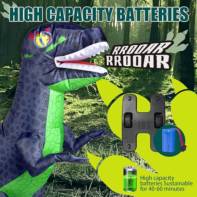 RC Dinosaur Toy Remoted Control Inflatable Dinosaur Car 360° Rotation Forward Backward Gift for Kids Boys 6,7,8 Years Old