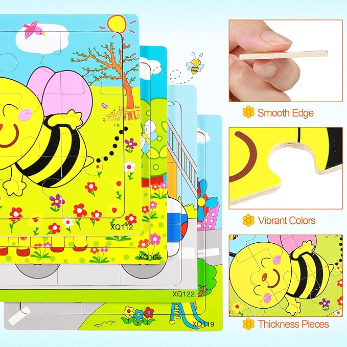 Yunsailing 40 Pack Wooden Puzzles for Kids Ages 3-5, Animals Jigsaw Puzzles for Toddlers Age 2-8, Preschool Educational and Learning Toys Gifts for Kids Children Birthday Party