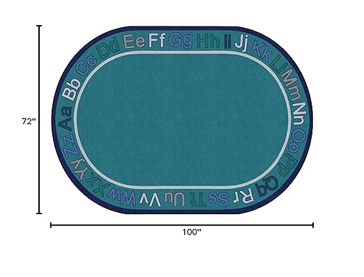 Flagship Carpets Know Your ABCs Educational Oval Area Rug for Home Learning or Classroom Mat, Kids Room or Playroom Carpet, 6' x 8'4",Cool Blue (FA1854-33FS)