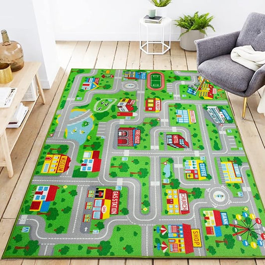Yincimar Kids Carpet Playmat Car Play Rug City Life Traffic Road Kids Rug 5' x 6'6" Large Children Educational & Game Area Rug for Toddler Boys Bedroom Playroom Classroom