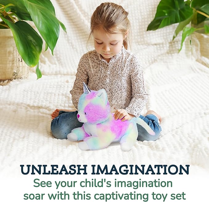 PixieCrush Unicorn Cat Plushie - Mommy Cat Unicorn with 4 Baby Kittens - Magical Pillow Plushies for Girls Ages 3-8 - Big Stuffed Animals - Ideal Gift for Girls 5 x 10 x 8 inches