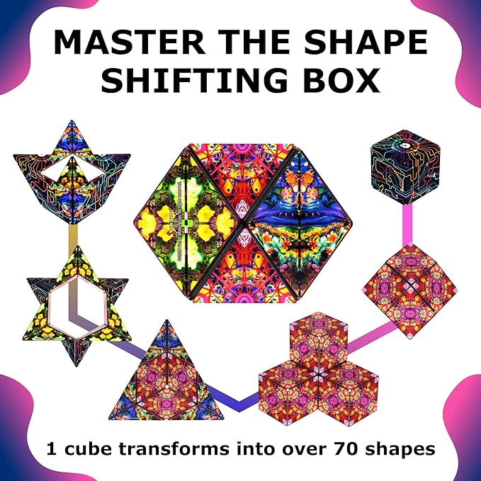 SHASHIBO Meow Wolf Shape Shifting Box - STEM Magnetic Fidget Cube That Transforms Into Over 70 Shapes, Download Fun in Motion Toys Mobile App (QDOT Map)