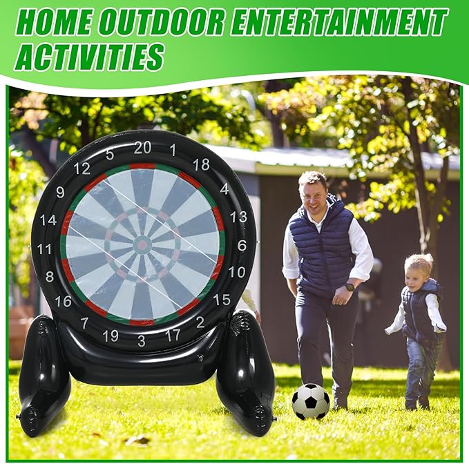 59'' Inflatable Giant Kick Darts Game Set Jumbo Soccer Darts Inflatable Dart Board Outdoor Soccer Target Dartboard with Balls for Adults Kids Lawn Backyard