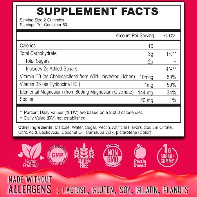 Center-Filled Magnesium Glycinate Gummies 400MG - High Absorption for Kids, Teens & Adults - Supplement for Sleep, Calm & Muscle Relaxation with B6 & D3 - Gluten Free & Vegan Friendly - 120 Count