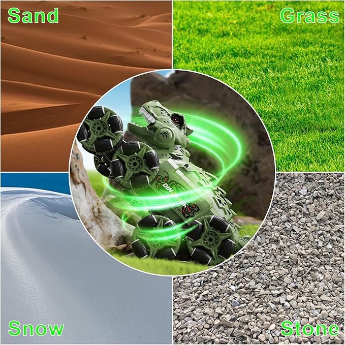 Dinosaur Remote Control Car, Monster Truck Toy, Transformer RC Car for Kids Ages 8-12, with Cool Lights, Roar, Spray, 360° Rotation, for Boys Girls.