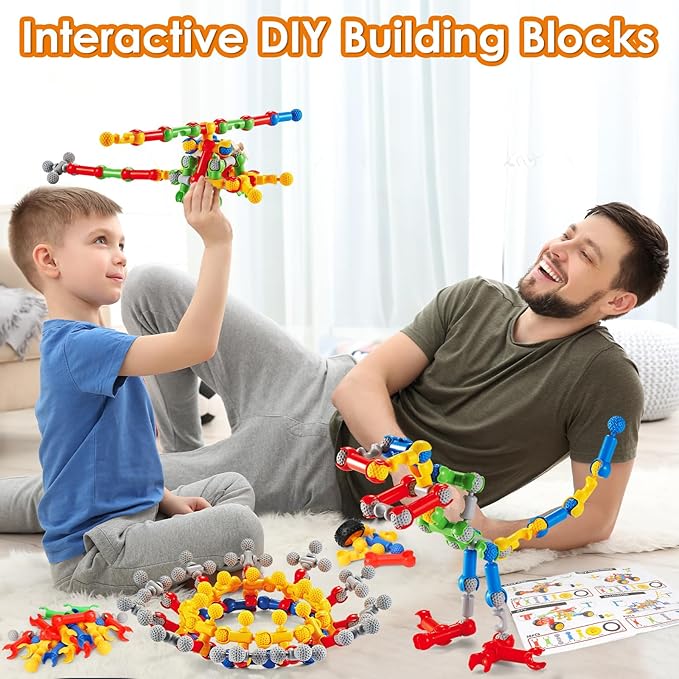 MOONTOY STEM Toys for 3 4 5 6 7 8+ Year Old Boy Girl Birthday Gift, 110 Pcs Stem Kits Blocks Building Toys for Kids Ages 4-8 3-5 5-7 4-6 6-8 Erector Set Educational Construction Creative Games
