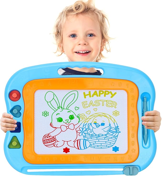 BABLOCVID Magnetic Drawing Board Toddler Toys for Boys Girls, 15 Inch Erasable Doodle Board for Kids Colorful Etch Education Sketch Doodle Pad Toddler Toys for Age 3 4 5 6 7 Year Old Boy Girl Blue