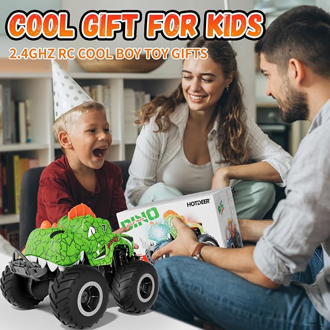 Remote Control Monster Car for Boys Age 6+, 2.4GHz Monster Cars with Light, RC Waterproof Land-and-Water Truck Toys, Birthday Gifts for Kids Boys 6,7,8-12 Years Old