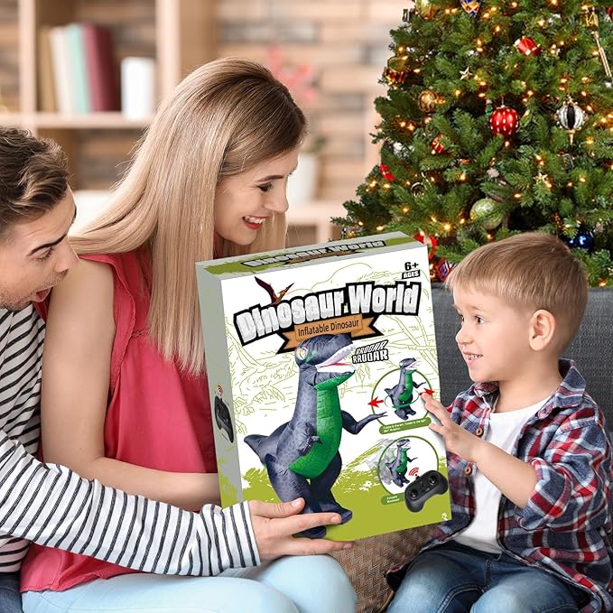 RC Dinosaur Toy Remoted Control Inflatable Dinosaur Car 360° Rotation Forward Backward Gift for Kids Boys 6,7,8 Years Old