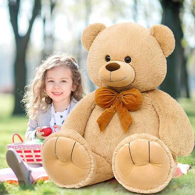 MorisMos Giant Teddy Bear 4 ft Stuffed Animal for Girlfriend,Cuddly Stuffed Big Bear Plush Toy for Christmas Baby Shower for Valentines,Wife,Children