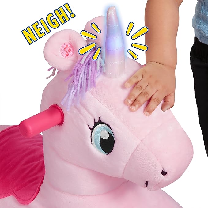 Radio Flyer Shimmer The Magical Unicorn with Interactive Lights and Sounds, Ride On Toy for Toddlers Ages 1-3, Pink Unicorn Toy for Kids
