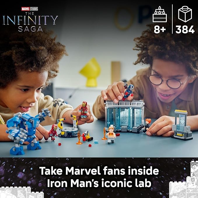 LEGO Marvel Iron Man’s Laboratory: Hall of Armor Building Toy - Marvel Superhero Toy for Kids, Boys and Girls, Ages 8+ - with Minifigures and a Mech - Gift Idea for Birthdays - 76315