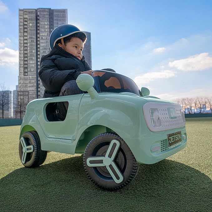Jetson Mako Kids Electric Motor Assist Push Car, 3 Modes: Push, Drive or Remote Control, Top Speed of 3 mph, Seatbelt, Headlights, Recommended Ages: 2-4 Years, JMAKO-MGR