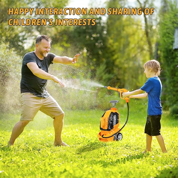 Kids Clean Car - Kids Car Washer Toys with Scraper Sponge Towel - Toddler Pretend Playing Tools Car Wash Gun Manual Pressure - Role Playing Toy Gift for Boys Girls