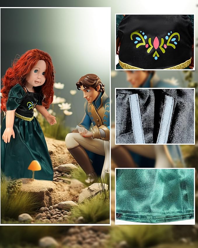 18 inch Doll Clothes Accessories, 6pcs Princess Costume Set with Crown Fits for 18 inch Girl Dolls