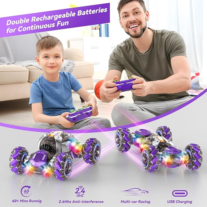 Gesture Sensing RC Stunt Car, 360° Rotating 4WD Remote Control Transform Hand Controlled Car - Fun Birthday Gifts for Kids Boys and Girls (Ages 5-13)