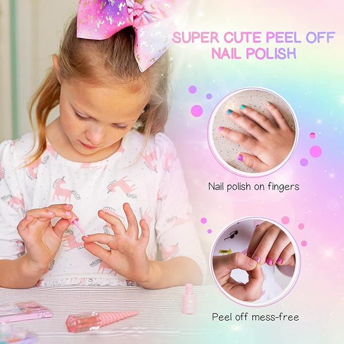 Kids Real Makeup Kit for Girls: No Talc, Washable Make Up Set with Unicorn Purse - Toy Gift for Little Girls & Toddlers Age 3 4 5 6 7 8 9 10 11 12 Years Old - Pretend Play Birthday Gifts