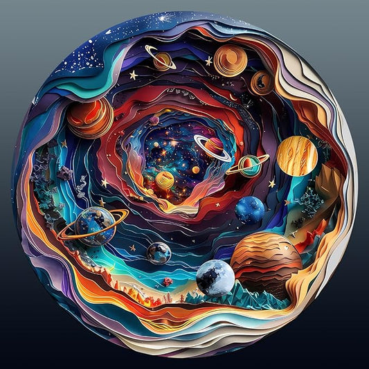 Wooden Puzzles for Adults, 3D Universe (M-200pcs) Wooden Jigsaw Puzzles Kids, 11.4 * 11.4in Unique Shaped Animal Wood Puzzles, Wooden Animal Puzzles 3D Vision Flat Puzzle Family Games