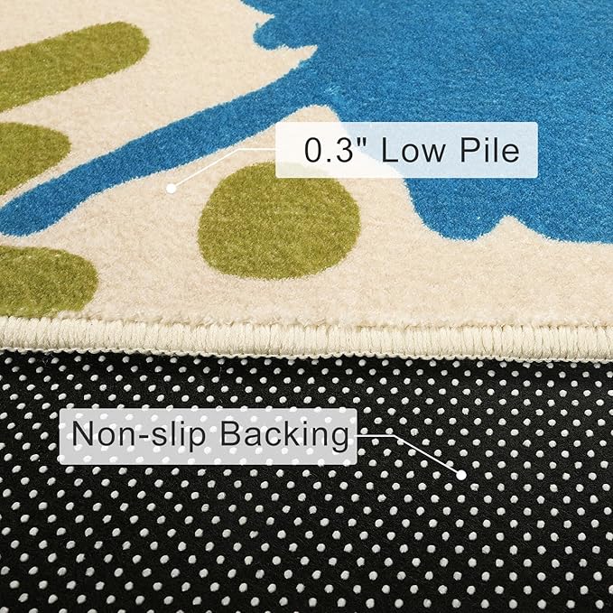 STARUIA Art Bedroom Rug, 4'x6' Machine Washable Kids Rug for Playroom, Paint Splash Rainbow Area Rug for Classroom, Soft Colorful Living Room Rug Throw Play Mat for Nursery Office Preschool