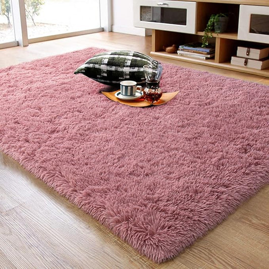 Ompaa Fluffy Rug, Super Soft Fuzzy Area Rugs for Bedroom Living Room - 3' x 5' Large Plush Furry Shag Rug - Kids Playroom Nursery Classroom Dining Room Decor Floor Carpet, Blush