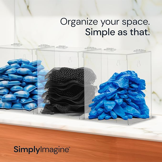 Glove Dispenser Wall Mount - Medium Clear Acrylic - Latex Glove Storage & Hair Net Dispenser - Acrylic Wall Mount Container for Household Essentials