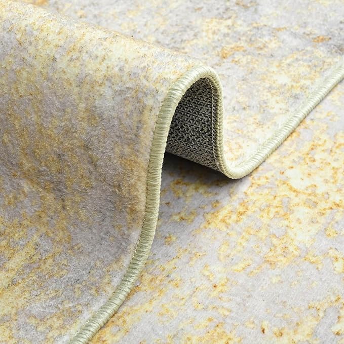 Entryway Rug 3x5 Bedroom Area Rug Washable Non Slip Abstract Boho Rugs for Indoor Entry, Kitchen, Classroom, Bathroom, Kids Girls Room, Office, College Dorm Small Carpet (Orange, Silver & Gray)