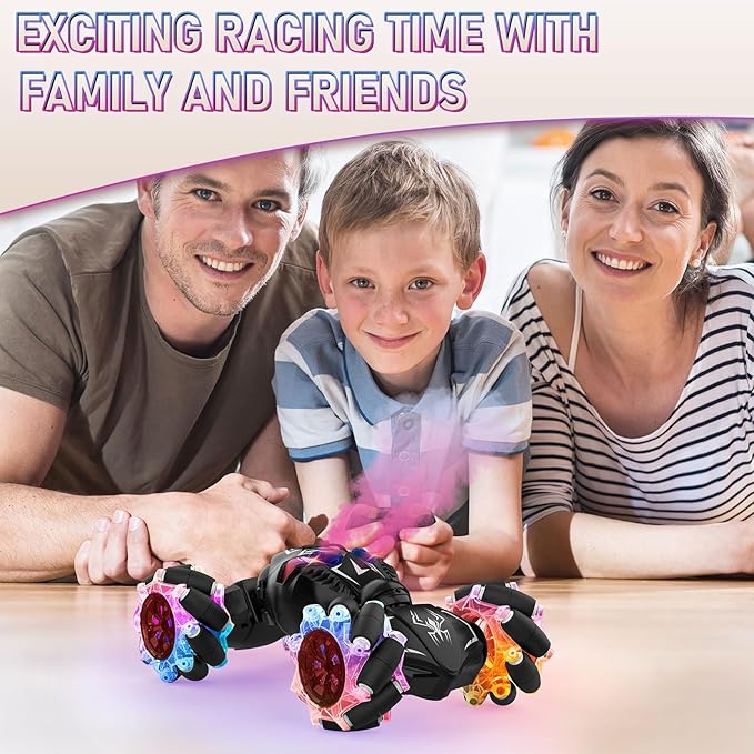 Gesture RC Cars, Hand Controlled Stunt Car Toys for 6-12 yr Boys Girls, 2.4GHz Gesture Sensor Remote Control Cars, 4WD Double Sided RC Twist Car with Light Music for Kids Birthday Xmas Gift