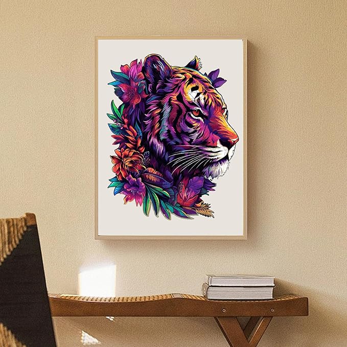 Original Wooden Jigsaw Puzzles-Tiger,200pcs,10x12.6in,Medium,Wooden Puzzles for Adults,Unique Shape Animal Adult Puzzles,Irregular Wood Puzzles Best Gift for Adults and Kids Family Game