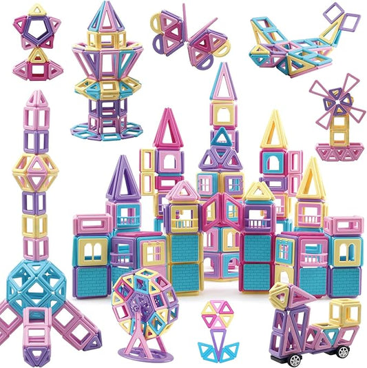 ASOK 204PCS Magnetic Building Blocks Magnetic Tiles Kids STEM Learning Toys for 3 4 5 6 7 Years Old Boys and Girls