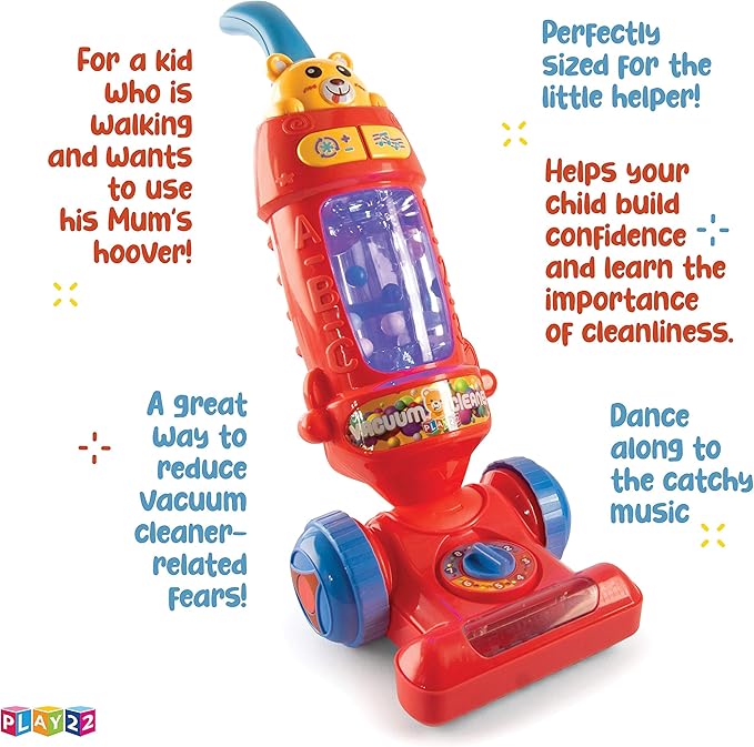 Play22 Kids Vacuum Cleaner Toy for Toddler with Lights & Sounds Effects & Ball-Popping Action - Pretend Play Toy Vacuum Cleaner for Toddler Best Gift for Boys and Girls, No Suction! Original
