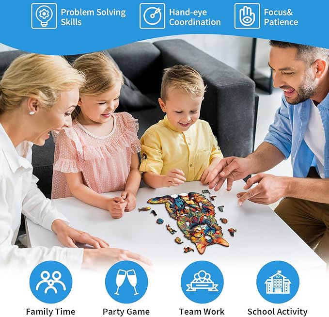 Wooden Puzzles for Adults, Maine Coon Cat (XL-620pcs) Wooden Jigsaw Puzzles, Unique Shaped Animal Wood Puzzles Adult and Kid Birthday Gifts Family Games 23.6 * 18.9in