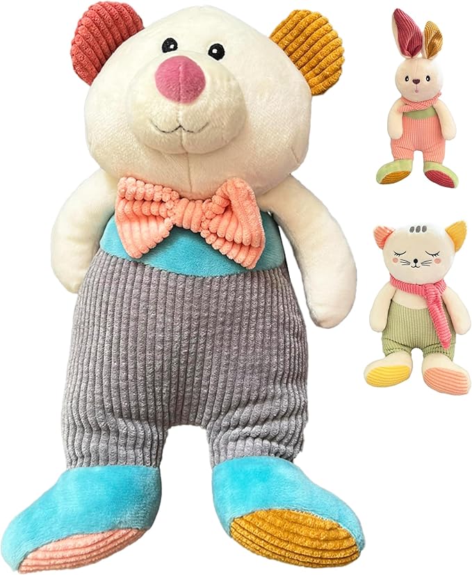 Soft and Cute Corduroy Charlie Bear Stuffed Animal Plush Toy, Adorable Gift for Toddlers and Kids 14 inches Gray