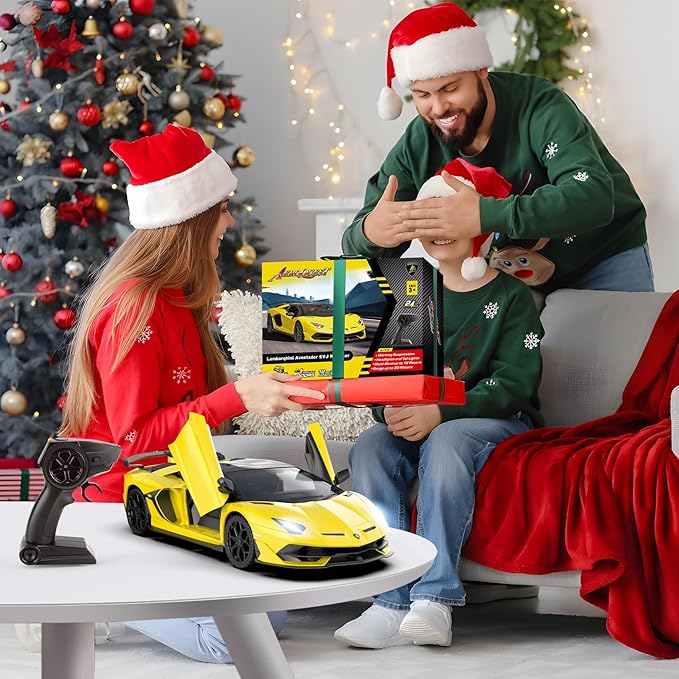 Lamborghini Remote Control Car, Officially Licensed 1:14 Lambo RC Car for Boys Girls Birthday Gift, Yellow Toys for 3 4 5 Years Old（Yellow）