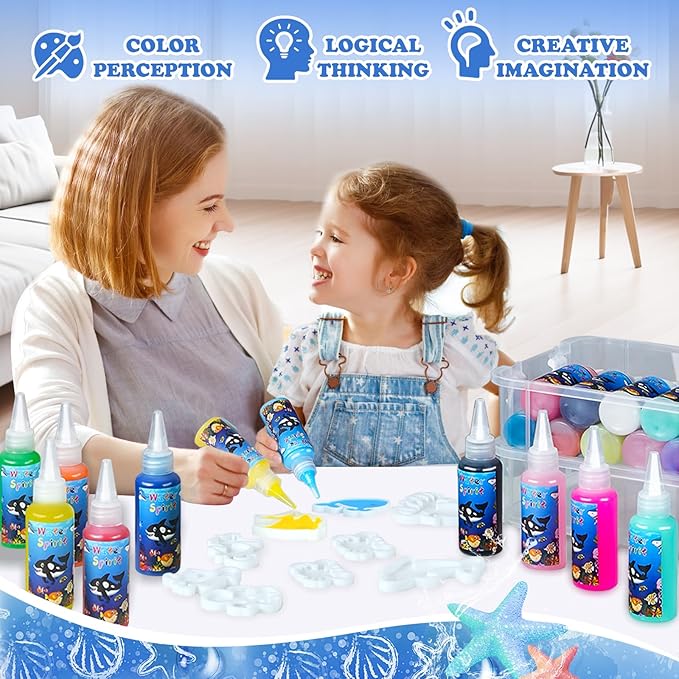 Magic Water Elf Toy Kit,Aqua Water Gel with 16 Magic Gels and 15 Shape Molds,Water Beads for Kids,Fun Summer DIY Craft Kit, Birthday Gifts & Party Favors for Kids Ages 3+