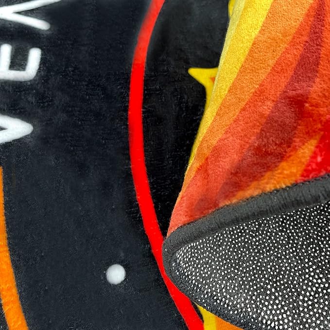 Cinbloo Space Rug for Kids Room Galaxy Solar System Area Round Mat for Boys Bedroom Educational Learning Planet Black Nursery Playroom Classroom Soft Floor Carpet (Black, 36"x36")