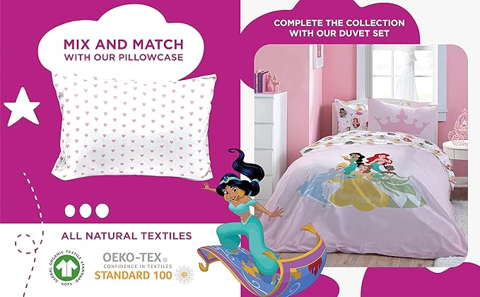 Saturday Park Disney Princess Besties Twin Sheet Set - 3 Piece 100% Organic Cotton Sheets - GOTS & Oeko-TEX Certified (Disney Official)