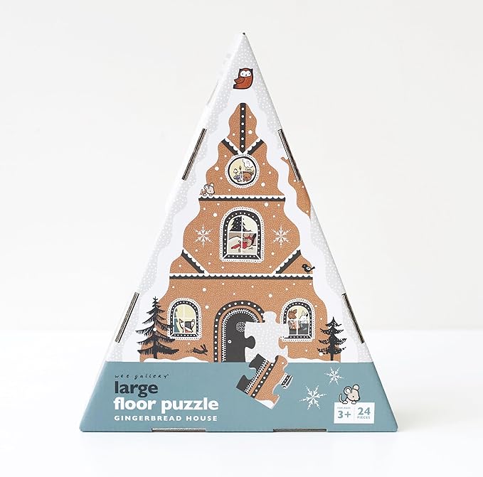 Gingerbread House Floor Puzzle, 24 Large Pieces, Winter Holiday Animals, Traditional Decoration, Learning Activity Toy, Brain Games, Train Motor Skills, Puzzles for Preschool, Toddler, Children, Kids